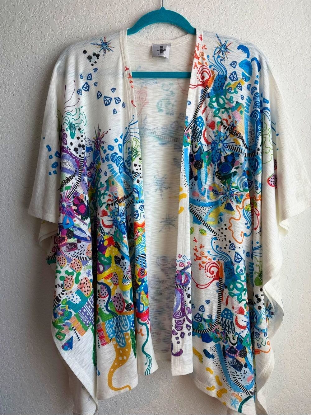 Inoah Women's Multicolor Printed Open-Front Kimono Cardigan